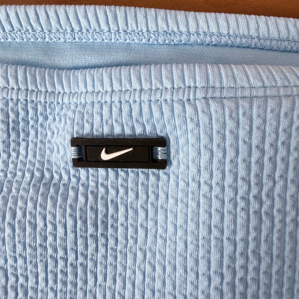 Nike‎ Swim Womens High Waist Bikini Bottoms Light Blue Textured NESSD234 XL NEW